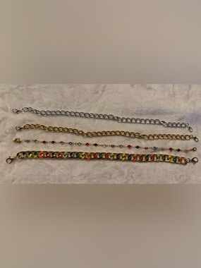4 Pc Mixed Metal and Multicolor Trucker Hat Baseball Hat Chains